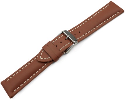 Watch strap strong padded smooth rust brown 18mm 20mm 22mm 24mm