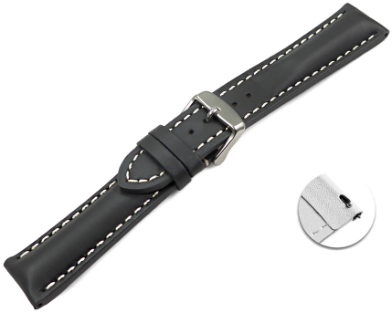 Quick release Watch Strap strong padded smooth grey 18mm 20mm 22mm 24mm