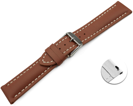 Quick release Watch Strap strong padded smooth rust brown 18mm 20mm 22mm 24mm