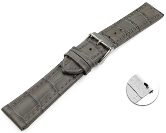 Quick release Watch strap Genuine leather Croco print grey TiT 18mm 20mm 22mm 24mm 26mm 28mm