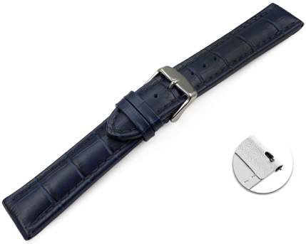 Quick release Watch strap Genuine leather Croco print dark blue TiT 18mm 20mm 22mm 24mm 26mm 28mm