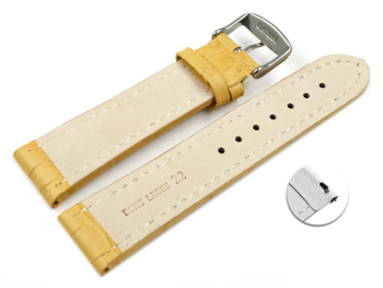 Quick release Watch strap Genuine leather Croco print yellow TiT 18mm 20mm 22mm 24mm 26mm 28mm