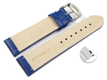 Quick release Watch strap Genuine leather Croco print blue TiT 18mm 20mm 22mm 24mm 26mm 28mm