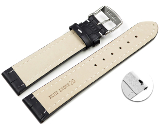 Qucik Release XL Watch strap Genuine leather Croco print black TiT