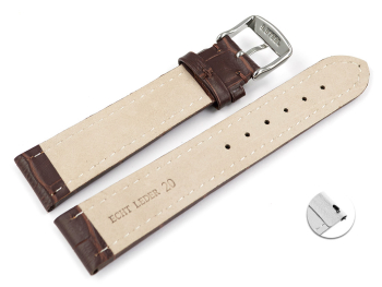Qucik Release XL Watch strap Genuine leather Croco print dark brown TiT