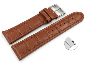 Qucik Release XL Watch strap Genuine leather Croco print light brown TiT