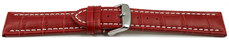 Quick Release XL Watch strap Genuine leather Croco print red