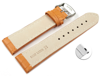 Qucik Release XL Watch strap Genuine leather Croco print orange TiT