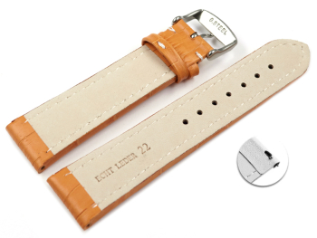 Quick Release XL Watch strap Genuine leather Croco print orange