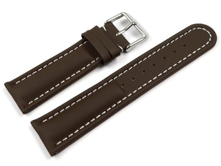 Watch strap - Genuine leather - smooth - dark brown