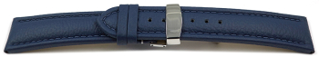XL Watch Strap Deployment Genuine leather Grained blue TiT 18mm 20mm 22mm 24mm