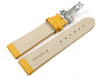 XL Watch Strap Deployment Clasp Genuine leather Grained yellow 18mm 20mm 22mm 24mm