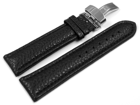 XL Watch Strap Deployment Genuine leather Grained black...