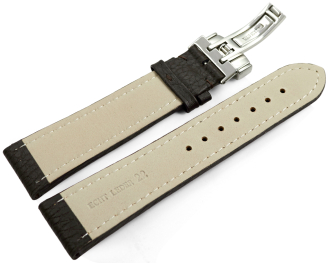 XL Watch Strap Deployment Genuine leather Grained dark brown TiT 18mm 20mm 22mm 24mm