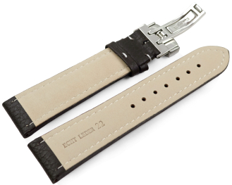 XL Watch Strap Deployment Clasp Genuine leather Grained dark brown 18mm 20mm 22mm 24mm