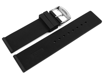 Watch strap - Silicone - smooth - black - 12,14,16,18,20,22,24 mm