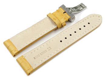 Watch Strap Deployment Genuine leather Croco print yellow TiT 18mm 20mm 22mm 24mm