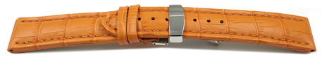 Watch Strap Deployment Genuine leather Croco print orange TiT 18mm 20mm 22mm 24mm
