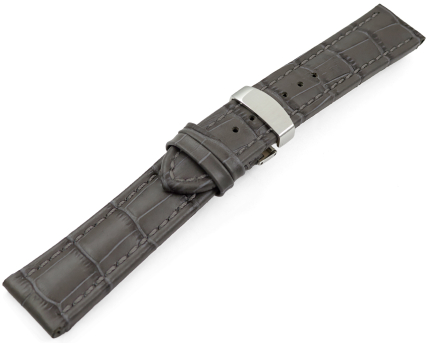 Watch Strap Deployment Genuine leather Croco print grey TiT 18mm 20mm 22mm 24mm