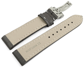 Watch Strap Deployment Genuine leather Croco print grey 18mm 20mm 22mm 24mm