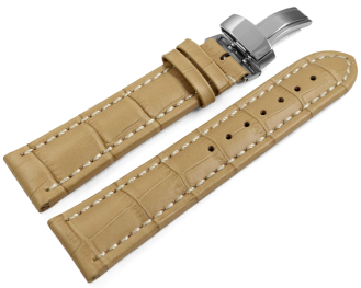 Watch Strap Deployment Genuine leather Croco print sand 18mm 20mm 22mm 24mm