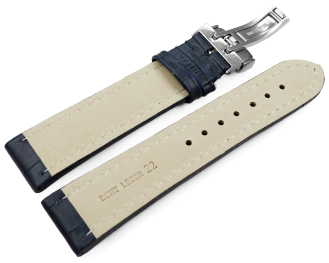 Watch Strap Deployment Genuine leather Croco print grey TiT 18mm 20mm 22mm 24mm