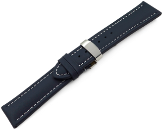 Watch Strap Deployment Genuine leather smooth dark blue 18mm 20mm 22mm 24mm