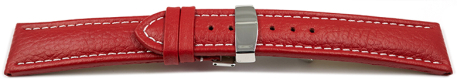 XL Quick Release Watch Strap Deployment Clasp leather Grained red 18mm 20mm 22mm 24mm