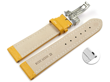 XL Quick Release Watch Strap Deployment Clasp leather Grained yellow 18mm 20mm 22mm 24mm