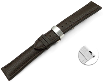 XL Quick Release Watch Strap Deployment Clasp Leather Grained dark brown TiT 18mm 20mm 22mm 24mm