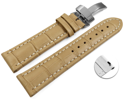 Quick Release Watch Strap Deployment Clasp leather Croco...