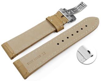 Quick Release Watch Strap Deployment Clasp leather Croco print sand 18mm 20mm 22mm 24mm