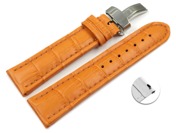 Quick Release Watch Strap Deployment Clasp leather Croco print orange TiT 18mm 20mm 22mm 24mm