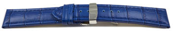 XL Quick Release Watch Strap Deployment Clasp Leather croco print blue TiT 18mm 20mm 22mm 24mm