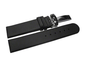 Deployment buckle - Watch band - hydrophobized leather - black