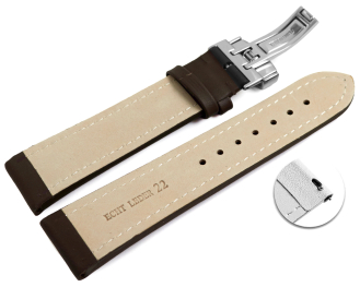 XL Quick Release Watch Strap Deployment Genuine leather smooth dark brown TiT 18mm 20mm 22mm 24mm