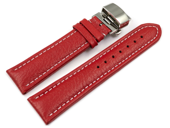 XL Watch Strap Butterfly Genuine leather Grained red 18mm 20mm 22mm 24mm 26mm 28mm