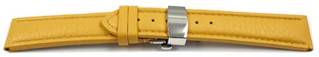 XL Watch Strap Butterfly Genuine leather Grained yellow TiT 18mm 20mm 22mm 24mm 26mm 28mm