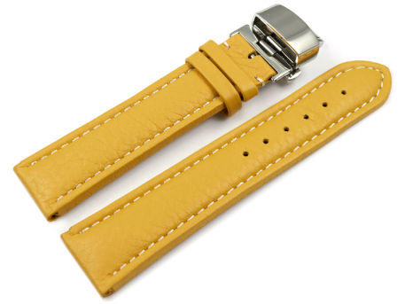 XL Watch Strap Butterfly Genuine leather Grained yellow...