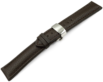 XL Watch Strap Butterfly Genuine leather Grained dark brown TiT 18mm 20mm 22mm 24mm 26mm 28mm