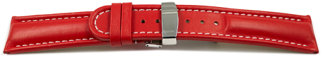 Watch strap - Genuine leather - Smooth - red