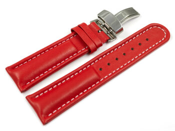 Watch strap - Genuine leather - Smooth - red