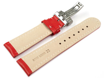 Watch strap - Genuine leather - Smooth - red