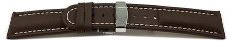 Watch strap - Genuine leather - Smooth - dark brown