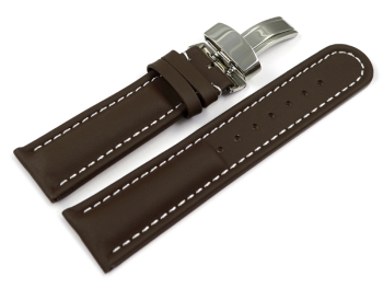 Watch strap - Genuine leather - Smooth - dark brown