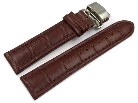 Butterfly Watch Strap Genuine leather croco print dark...