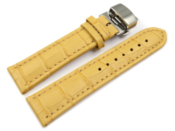Butterfly Watch Strap Genuine leather croco print yellow TiT 18mm 20mm 22mm 24mm 26mm 28mm