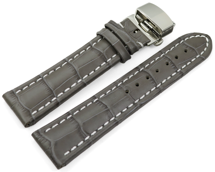 Butterfly Watch Strap Genuine leather croco print grey...