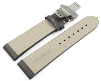 Butterfly Watch Strap Genuine leather croco print grey 18mm 20mm 22mm 24mm 26mm 28mm