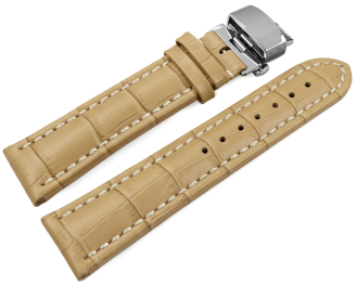 Butterfly Watch Strap Genuine leather croco print sand 18mm 20mm 22mm 24mm 26mm 28mm